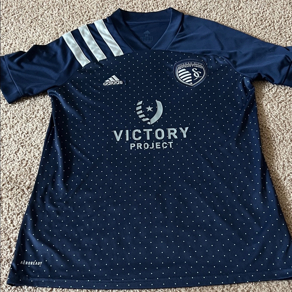 Sporting KC Adidas Dark Blue Soccer Jersey with White Details